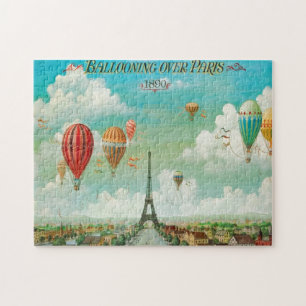 Ballooning über Paris Kunstmalerei Illustration Puzzle