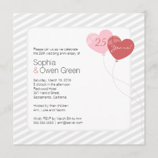 Balloons 25. Silver Wedding Anniversary Party Einladung