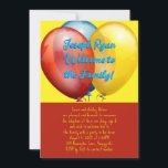 Balloons Adoption Party New Son Einladung<br><div class="desc">Adoption Party Einladung Vorlage mit Ballons, für Jungen oder Mädchen jeden Alters. Die hellen Primärfarben Blau, Rot und Gelb machen dies zu einer lustigen Ankündigung und Einladung für ein Kind jeden Alters. Drei große Ballons schmücken die Oberseite dieser 12x18 Zoll-Flachkarte mit fett blauem und gelbem Text unten. Sie können beide...</div>