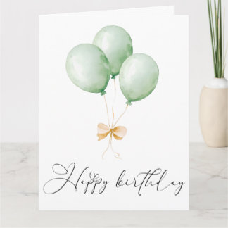 Balloons and Bow Happy Birthday Greeting Card Karte