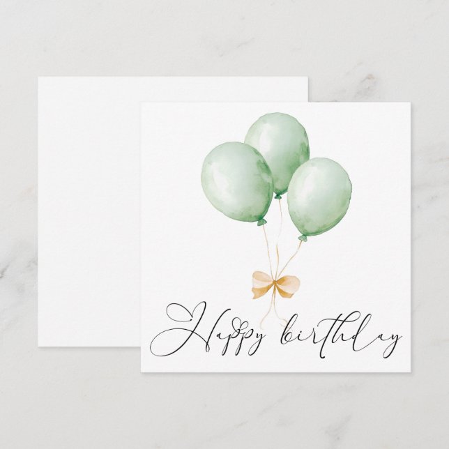 Balloons and Bow Happy Birthday Greeting Card Karte (Vorne/Hinten)
