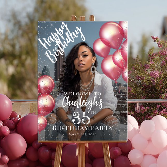 Balloons and glitter birthday party photo welcome poster (Von Creator hochgeladen)