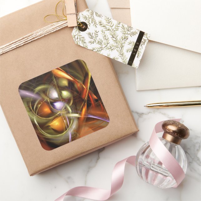 Balloons and Ribbons  Abstract Quadratischer Aufkleber (Schenken)