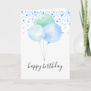 Balloons Baby Boy Birthday Einfach Personalisiert Karte