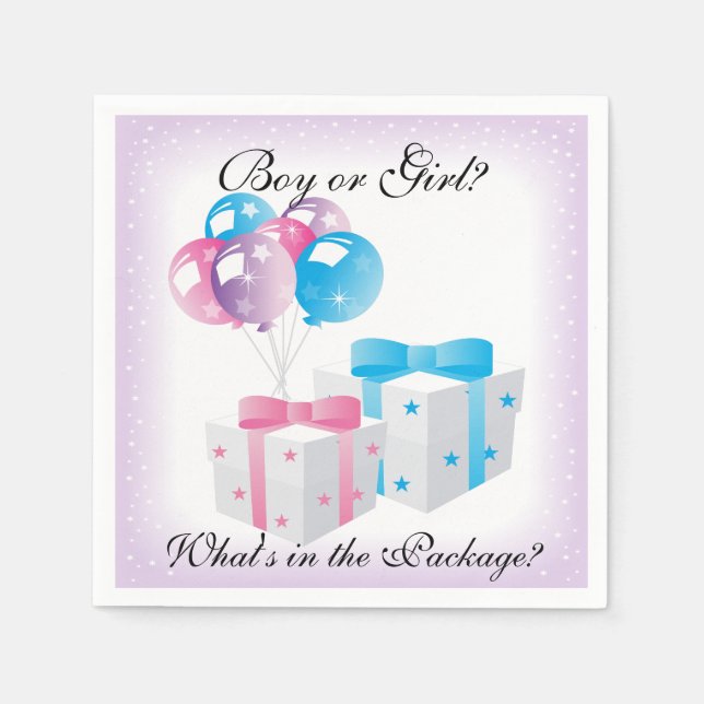 Balloons Baby Gender Reveal Paper Party Napkins Serviette (Vorderseite)