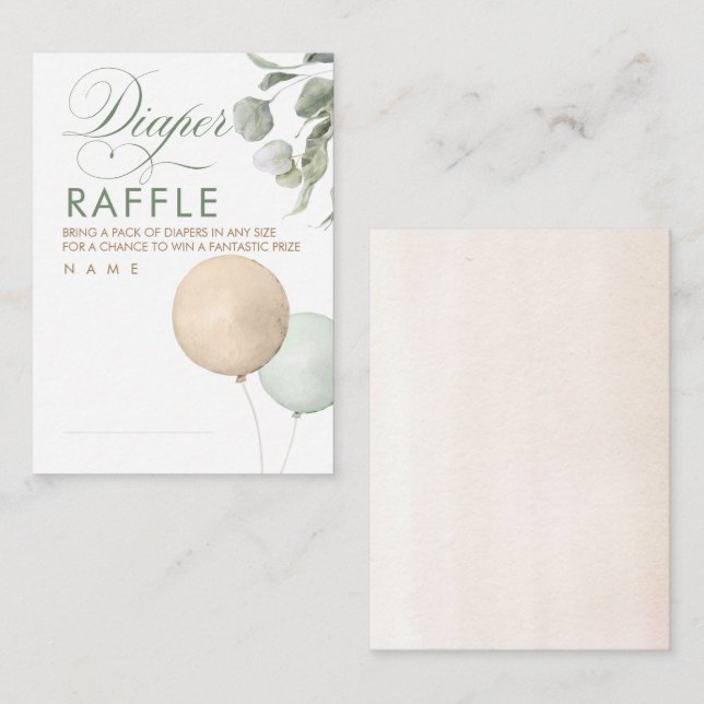 Balloons Baby Showdiaper Raffle Ticket Begleitkarte (Vorne/Hinten)