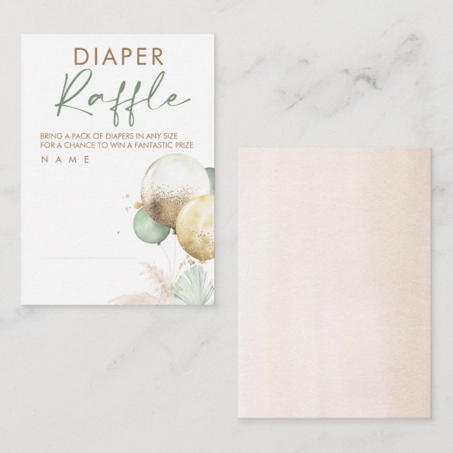 Balloons Baby Showdiaper Raffle Ticket Begleitkarte (Vorne/Hinten)