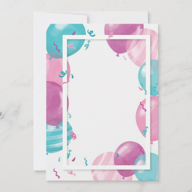 Balloons Babydusche Einladung (Vorderseite)