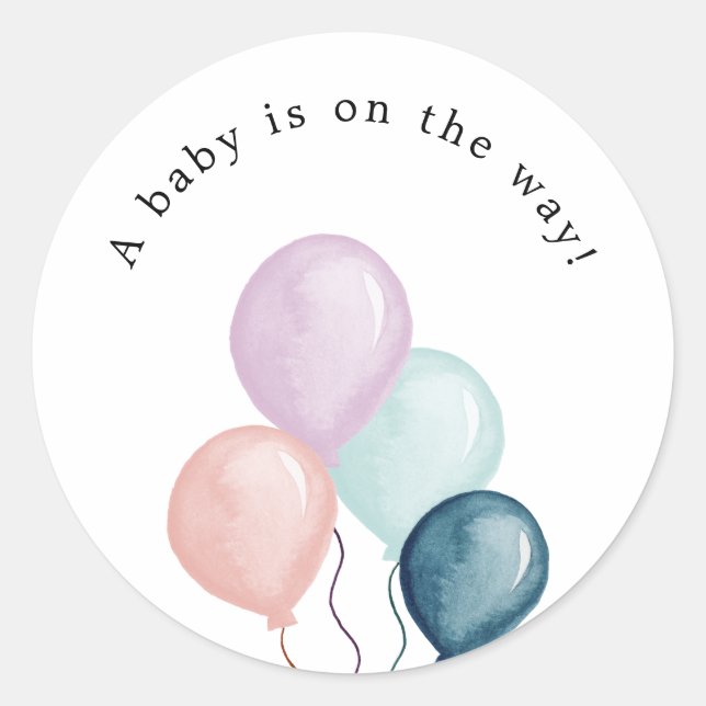 Balloons Babydusche Rundsticker Runder Aufkleber (Vorderseite)