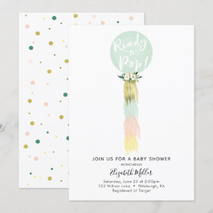 Balloons Bereit zum Pop Baby Dusche Einladung
