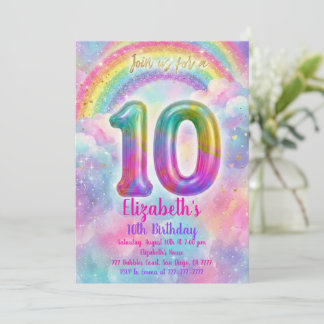 Balloons Birthday 10th Birthday  Einladung