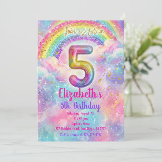 Balloons Birthday 5th Birthday  Einladung