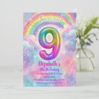 Balloons Birthday 9th Birthday  Einladung