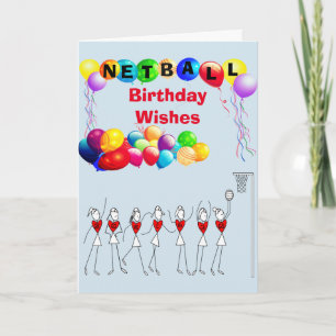 Balloons Birthday wünscht Netball Gruß Karte
