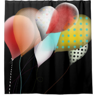 Balloons Black Duschvorhang