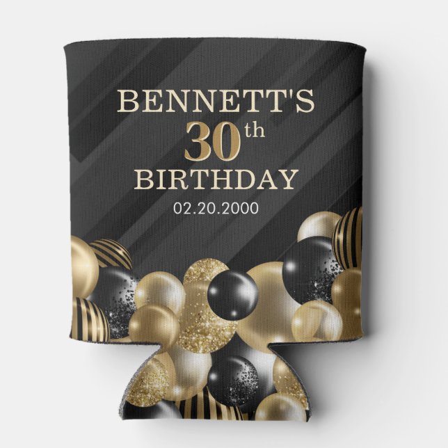 Balloons Black Gold Dosenkühler (Rückseite)