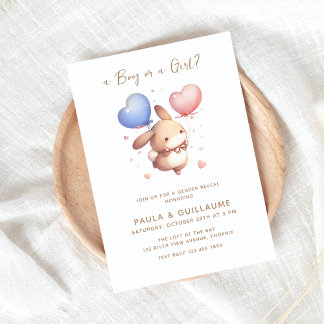 Balloons Bunny Gender Reveal Party einladen Einladung