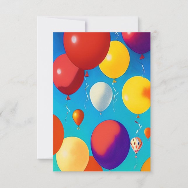 Balloons bunt feiern Flat Card Glückwunsch Dankeskarte (Vorderseite)