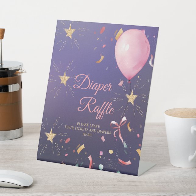 Balloons & Confetti Diaper Raffle-Zeichen Sockelschild (In SItu)