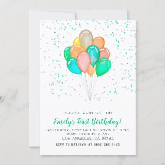 Balloons Confetti Einladung zum Geburtstag