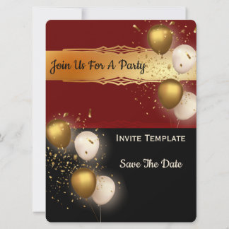 Balloons Confetti Save the Date - Party Einladung