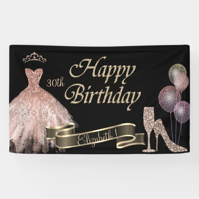 Balloons, Diamantglas, Hefe, Kleid, schwarz Banner (Horizontal)