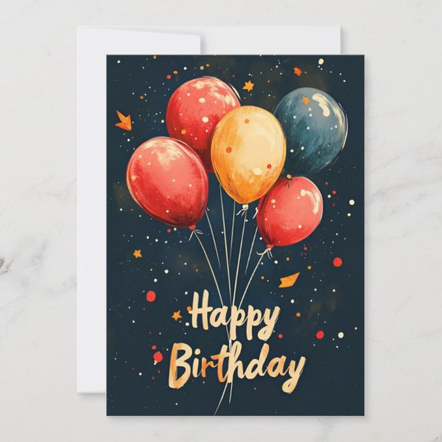 Balloons & Dots auf der Black Birthday Party Einladung (Vorderseite)