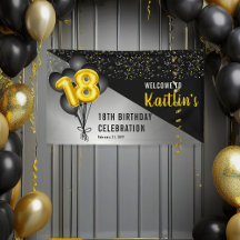Balloons Elegant Black | Gold 18. Geburtstagsparty