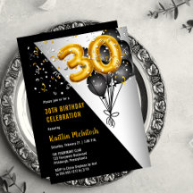 Balloons Elegant Black | Gold 30. Geburtstag Party