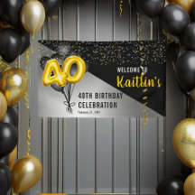 Balloons Elegant Black | Gold 40. Geburtstag Party