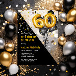 Balloons Elegant Black | Gold 60. Geburtstagsparty Acryleinladungen<br><div class="desc">Schwarze Ballons als Rückfall auf goldene Tontonkernballons verleihen diesem 60. Geburtstagsparty-Design einen dramatischen Flair. Composite Design von Holiday Hearts Designs (Rechte vorbehalten). Andere Altersnummern sind in unserem Shop erhältlich.</div>