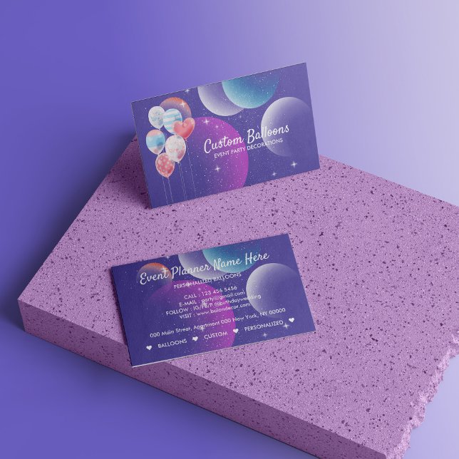 Balloons Event Party Planner Dekorationen Geburtst Visitenkarte (Balloons Event Party Planner Decorations birthday Business Card)