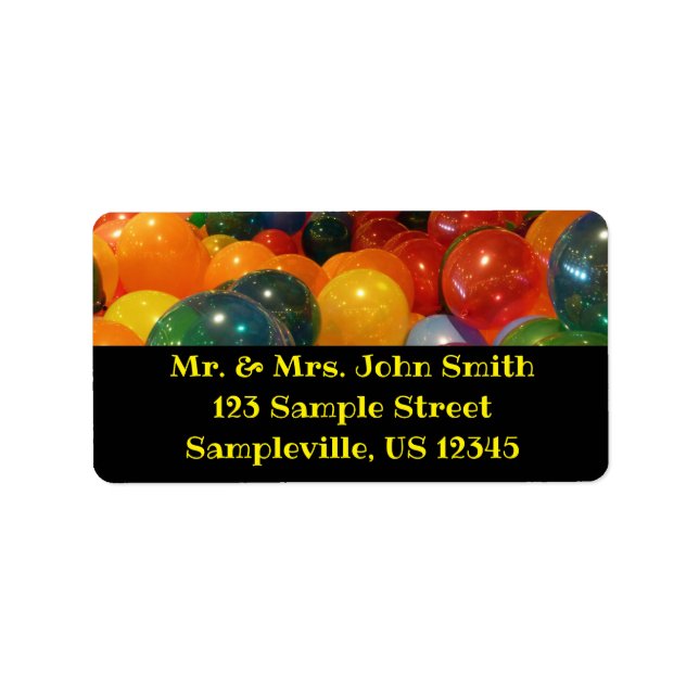 Balloons Farbiges Party Design Adressaufkleber (Vorne)