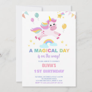 Balloons Flags Unicorns Geburtstagseinladungen Einladung