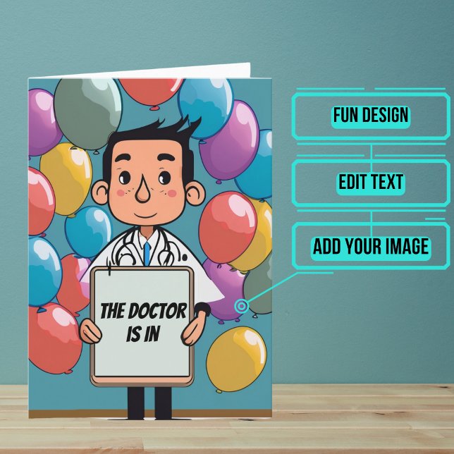 Balloons Funny Doctor Birthday Karte (This funny birthday card is for the physician / doctor friend or family member in your life.)