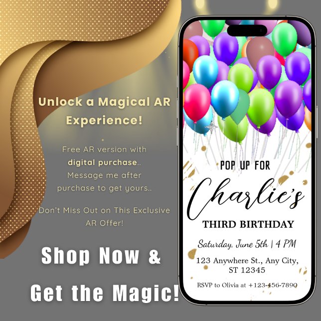 Balloons Geburtstag mit Augmented Reality AR Einladung (Von Creator hochgeladen)