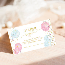 Balloons Gender Reveal Diaper Raffle Ticket Enclos Begleitkarte
