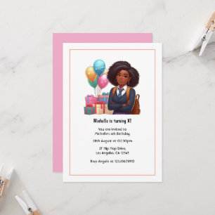 Balloons & Geschenke Modernes Mädchen Geburtstag Einladung