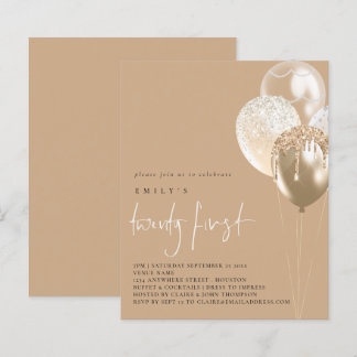 Balloons Gold Elfenbeinküste 21. Party Einladung