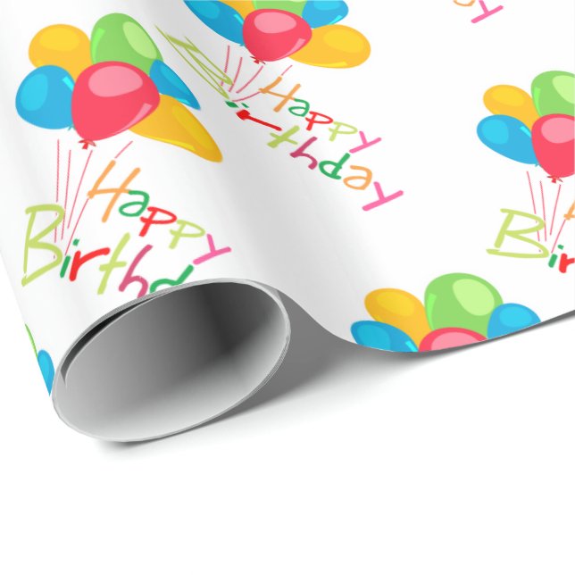 Balloons Happy Birthday Geschenkpapier (Rolleneckpunkt)