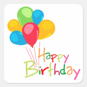 Balloons Happy Birthday Quadratischer Aufkleber