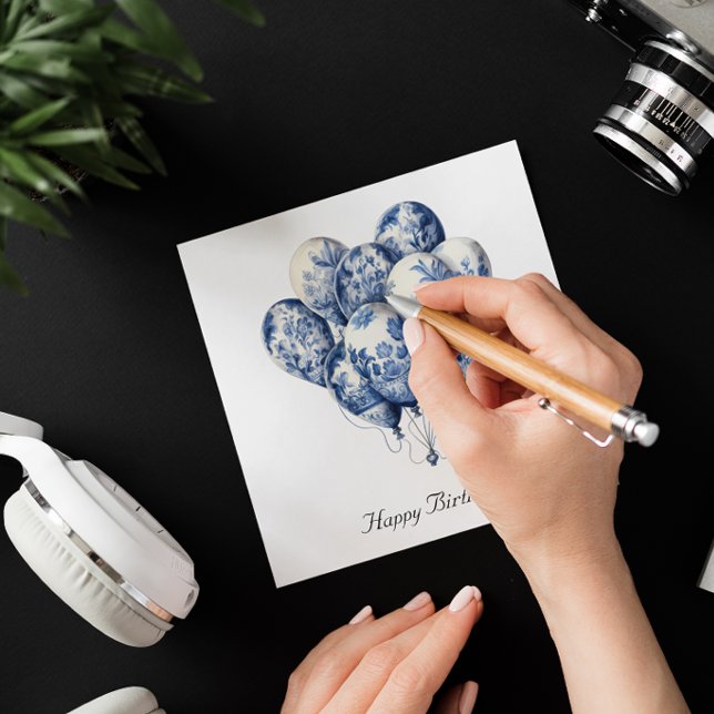 Balloons in Delft Blue, anpassbar Einladung (Von Creator hochgeladen)