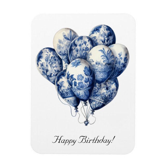 Balloons in Delft Blue, anpassbar Magnet (Vertikal)