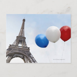 Balloons in den Farben der französischen Flagge in Postkarte