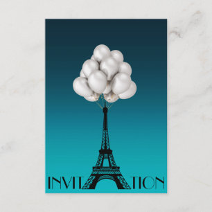 Balloons Paris Eiffel Tower Glam Chic Einladung