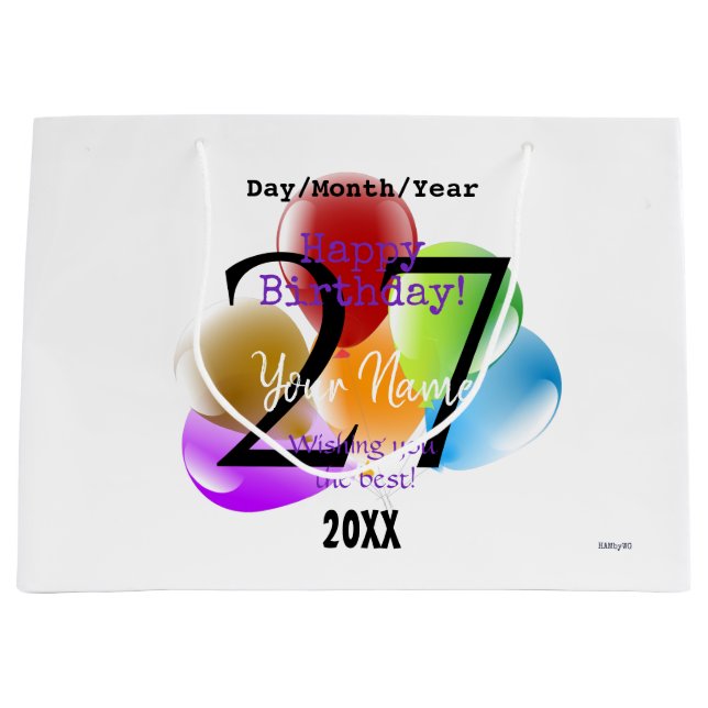 Balloons Personalisiert Geburtstagsgeschenktasche Große Geschenktüte (Vorderseite)