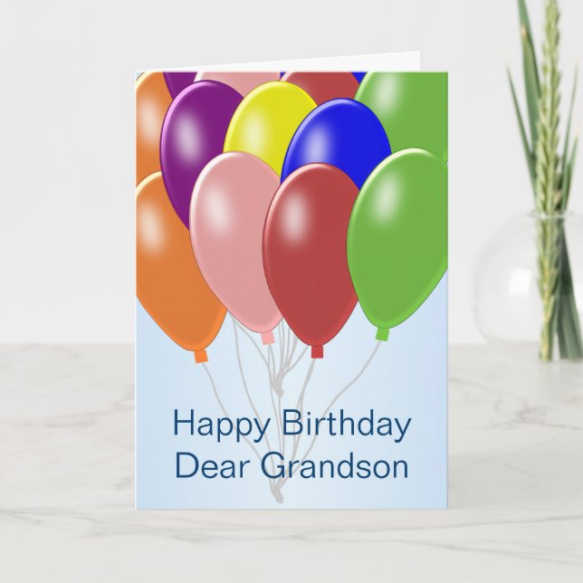 Balloons Personalisiert Grandson Birthday Karte (Vorderseite)