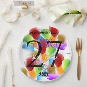 Balloons Personalisiert Happy Birthday Papierplatt Pappteller