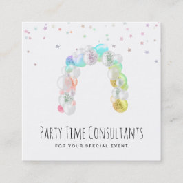 *~* Balloons Rainbow Party Event Plane Quadratische Visitenkarte
