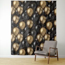 Balloons Tapestry Geburtstag Hintergrund Schwarz u Wandteppich